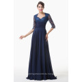 Grace Karin 2015 neueste Marineblau lange Spitze formales Abendkleid mit langer Hülse CL6234